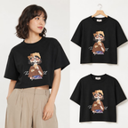Women's Cartoon Graphic Crop T-Shirt – Free Size