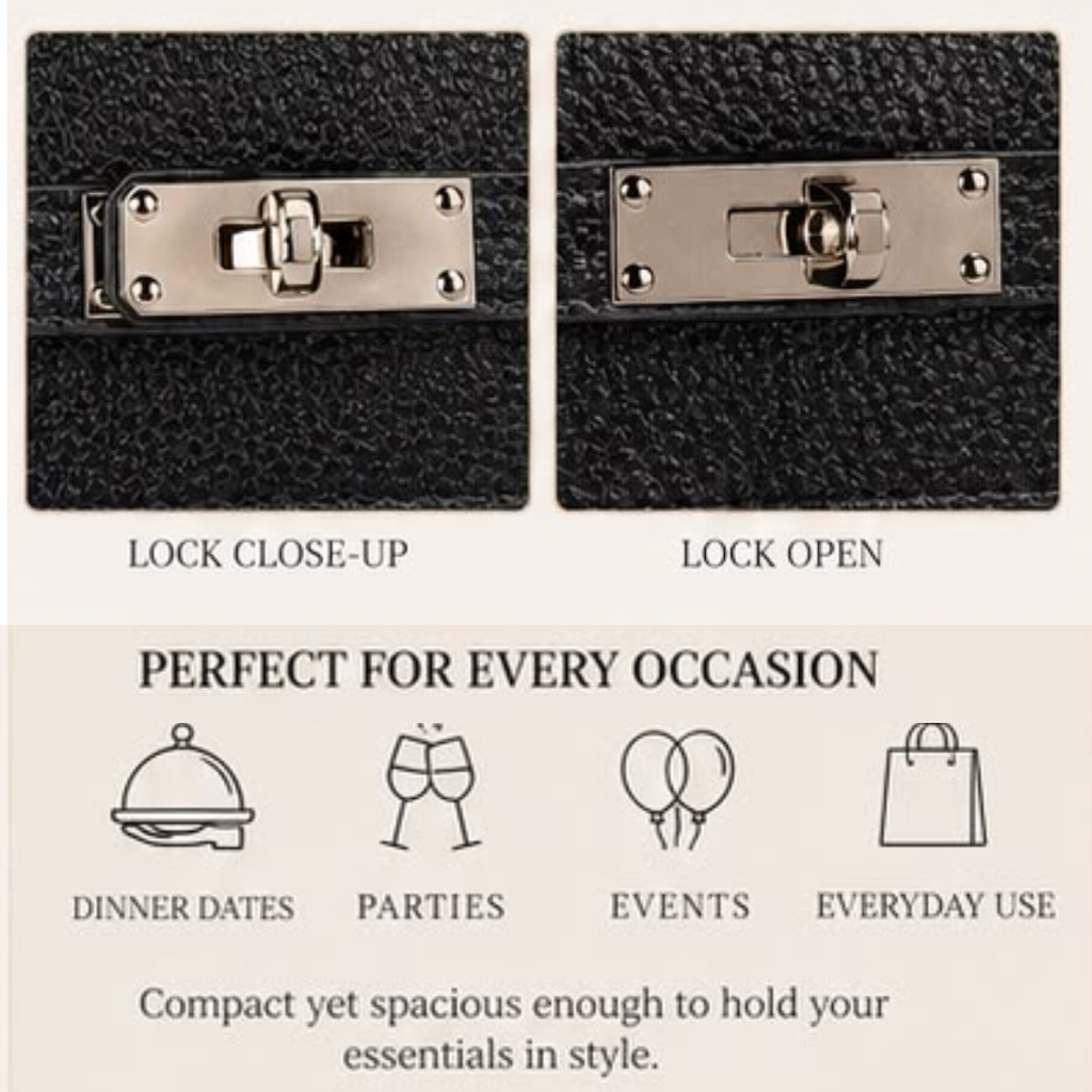 Classic Mini Crossbody Bag with Turn-Lock Closure