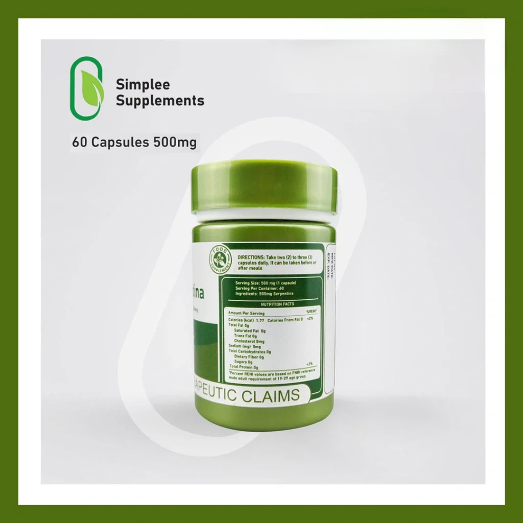 Simplee Supplements Serpentina 500mg – 60 Capsules