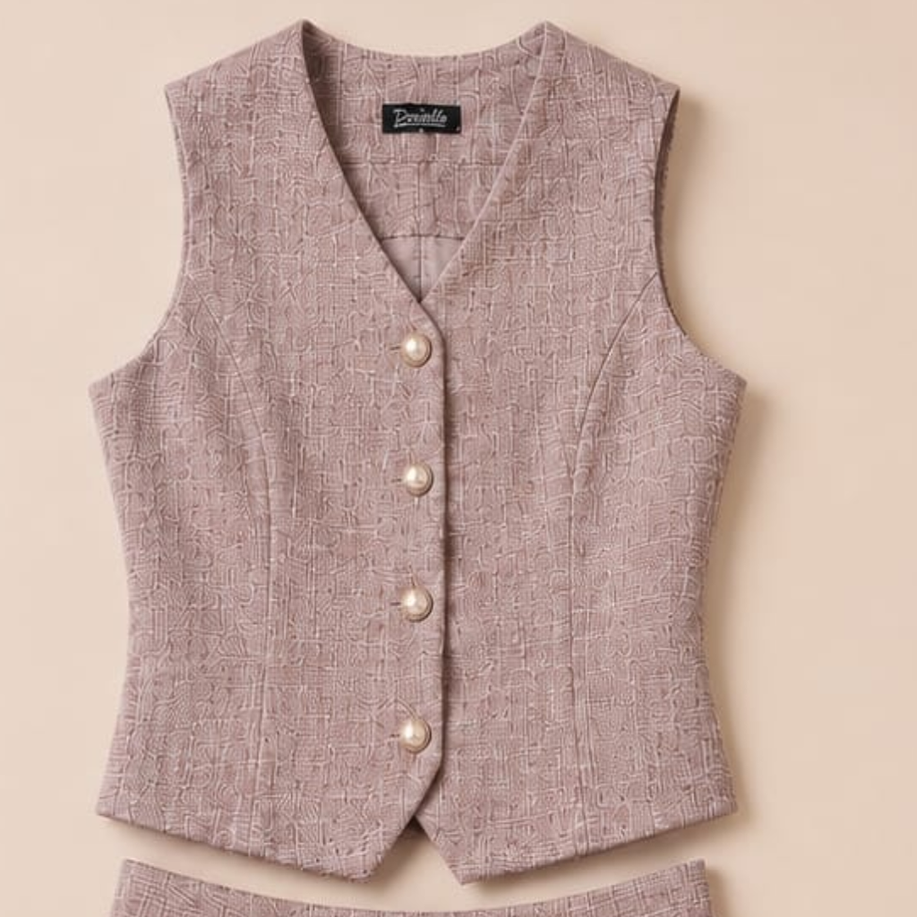 Women's Textured Vest & Pleated Skirt Co-Ord Set