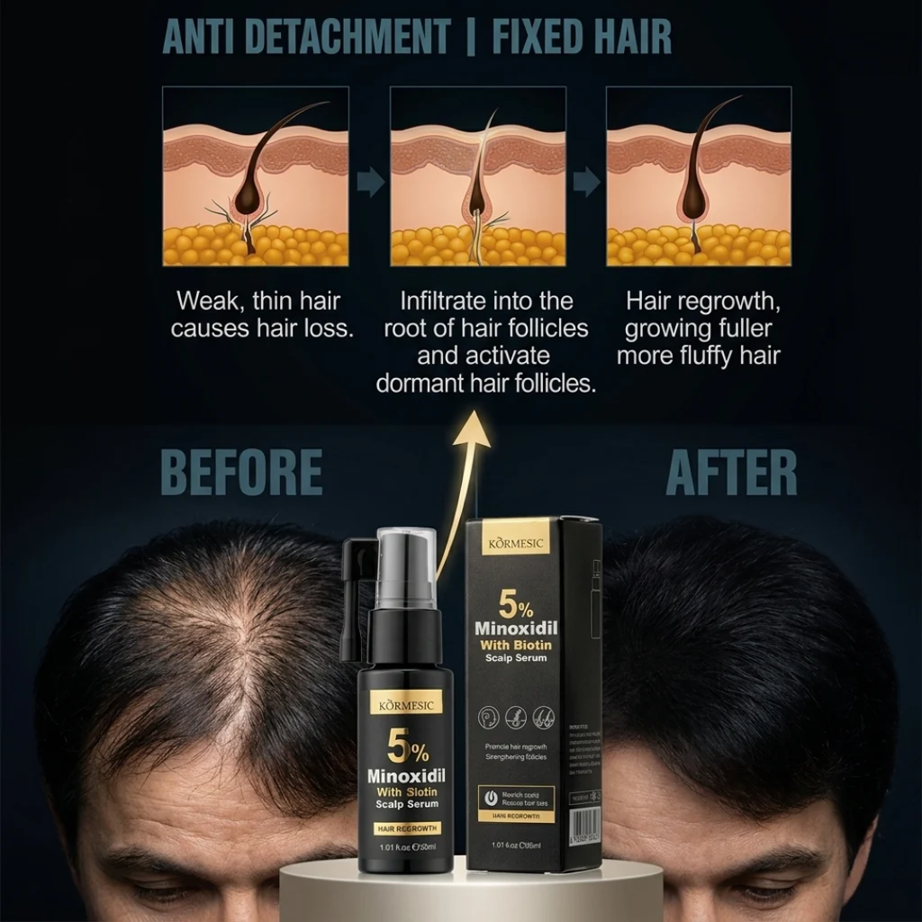 KORMESIC 5% Minoxidil with Biotin Scalp Serum – 30mL