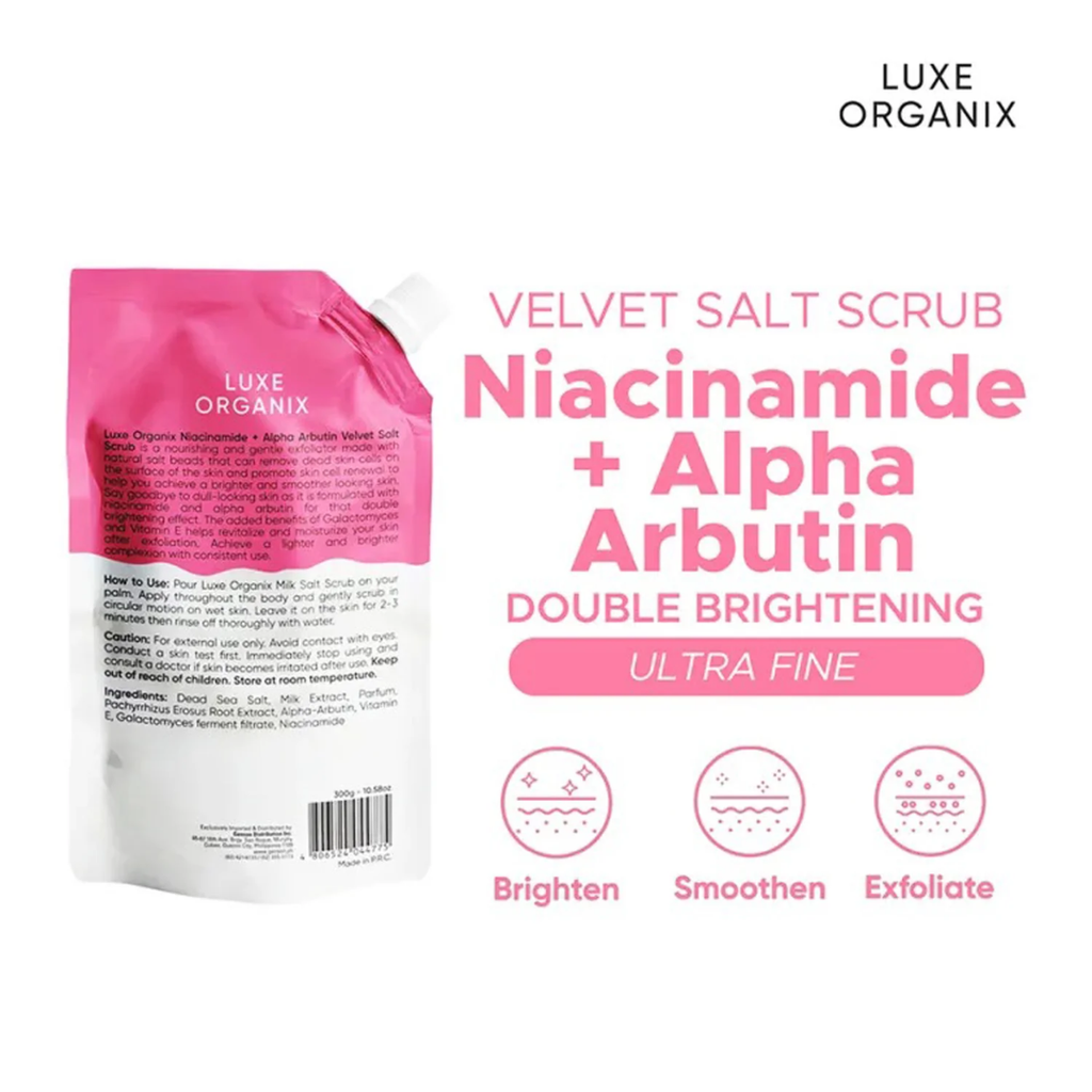 Luxe Organix Niacinamide + Alpha Arbutin Velvet Salt Scrub - 300g
