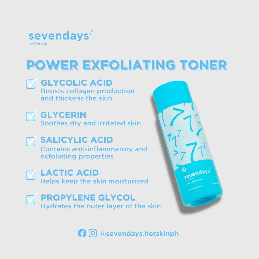 SevenDays Power Rejuvenating Set | AHA & BHA Exfoliating Skincare Set with SPF 40 by HerSkin