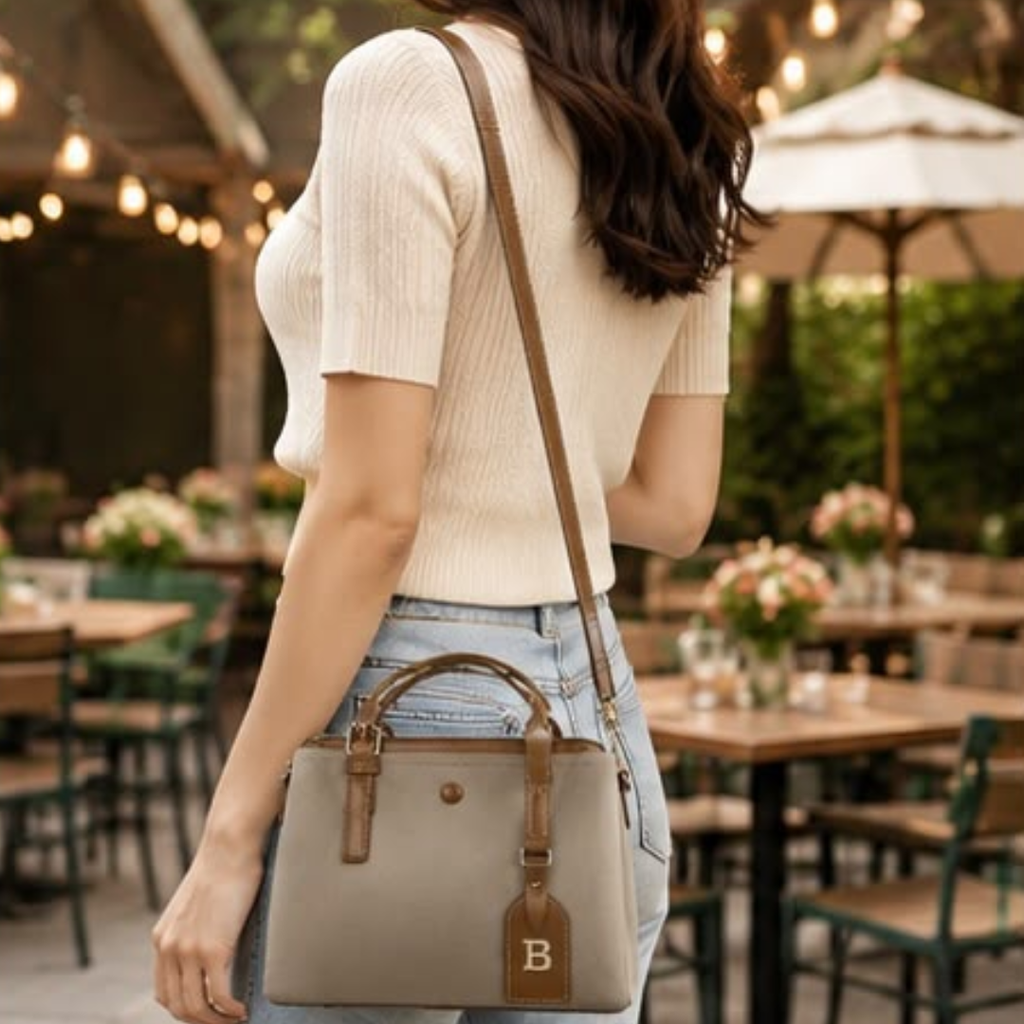 Elegant 3-Compartment Top Handle Crossbody Bag