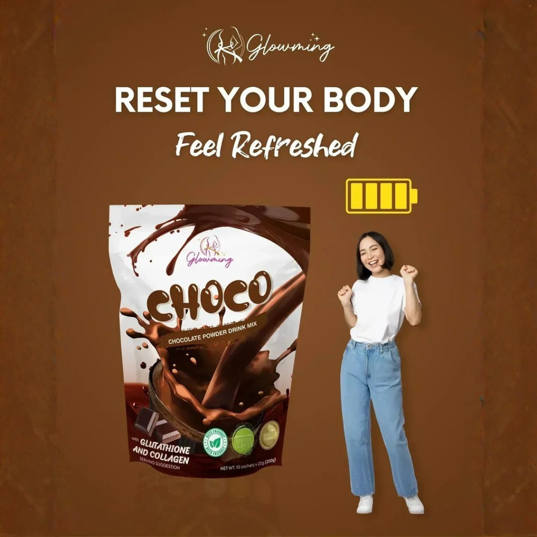 Glowming Choco Chocolate Powder Drink Mix – 200g (10 sachets x 20g)