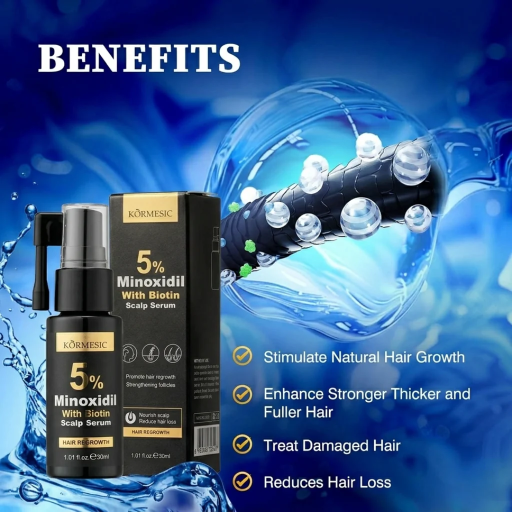 KORMESIC 5% Minoxidil with Biotin Scalp Serum – 30mL