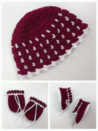 Berry Cuddles Set - Maroon Crochet Baby Beanie - Made with love by Mai Stitches