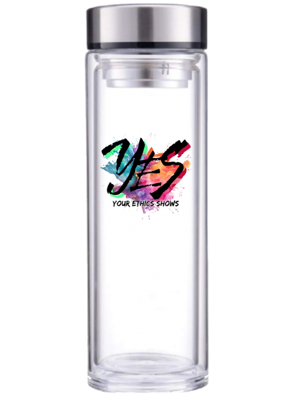 YES Community Glass Tumbler – Double Wall with Infuser (500 ml)