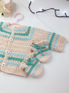 Minty Morning Baby Set - Handmade Crochet Cardigan & Booties - Made with love by Mai Stitches