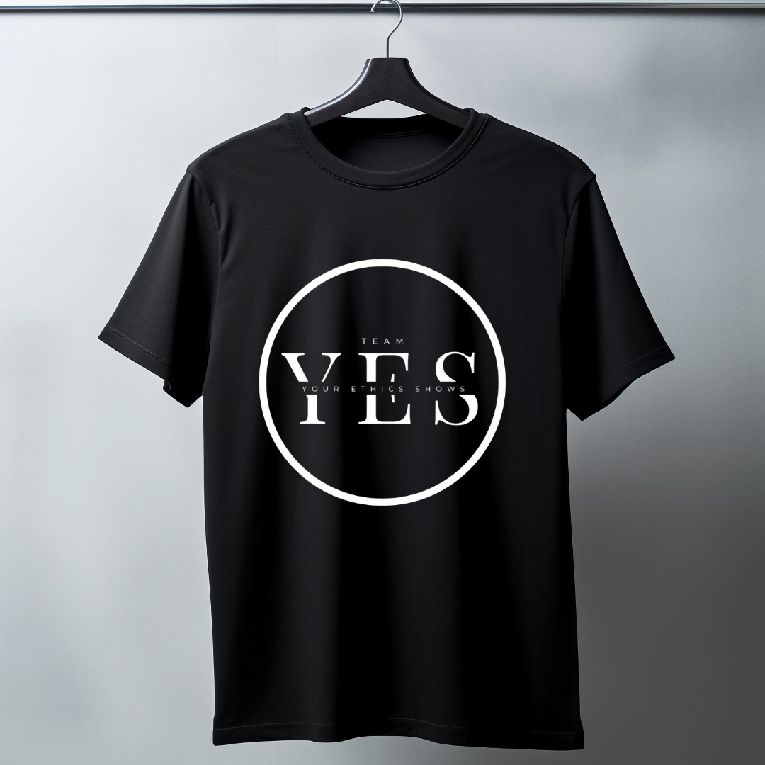 Black t-shirt with big original 'Team YES' logo