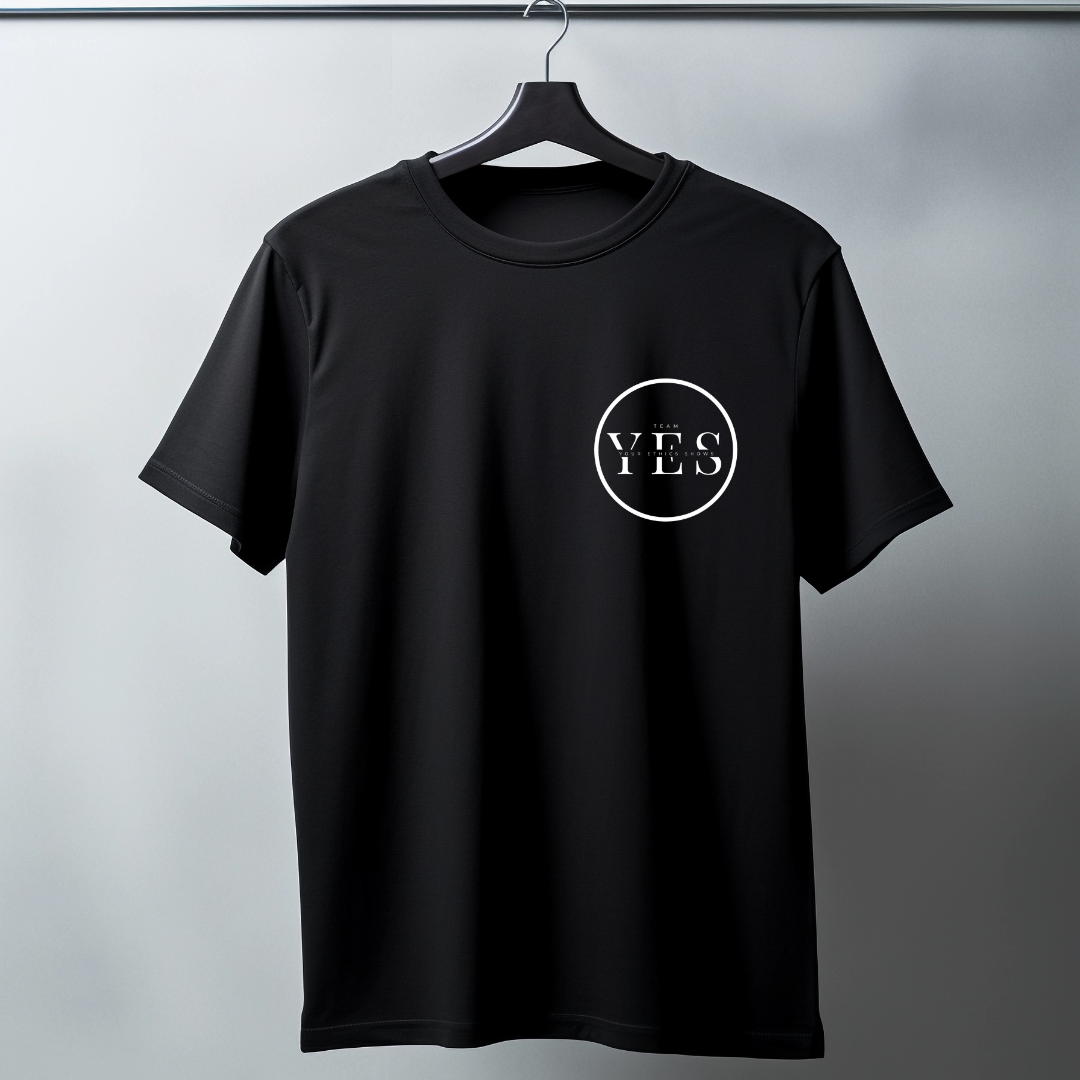 Black t-shirt with small original 'Team YES' logo