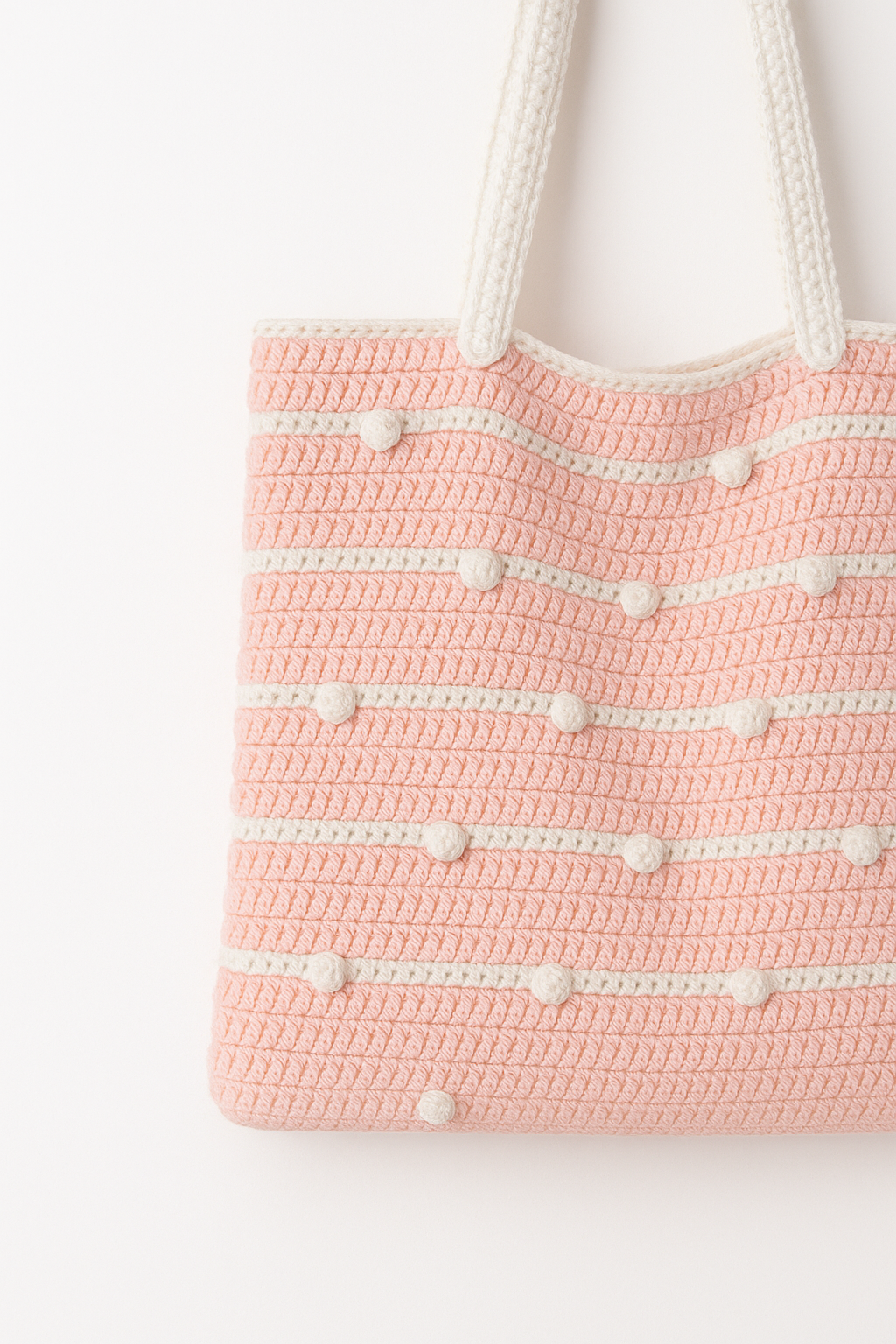 Dotty Days Tote Bag - Crochet Tote in Blush Pink - Made with love by Mai Stitches