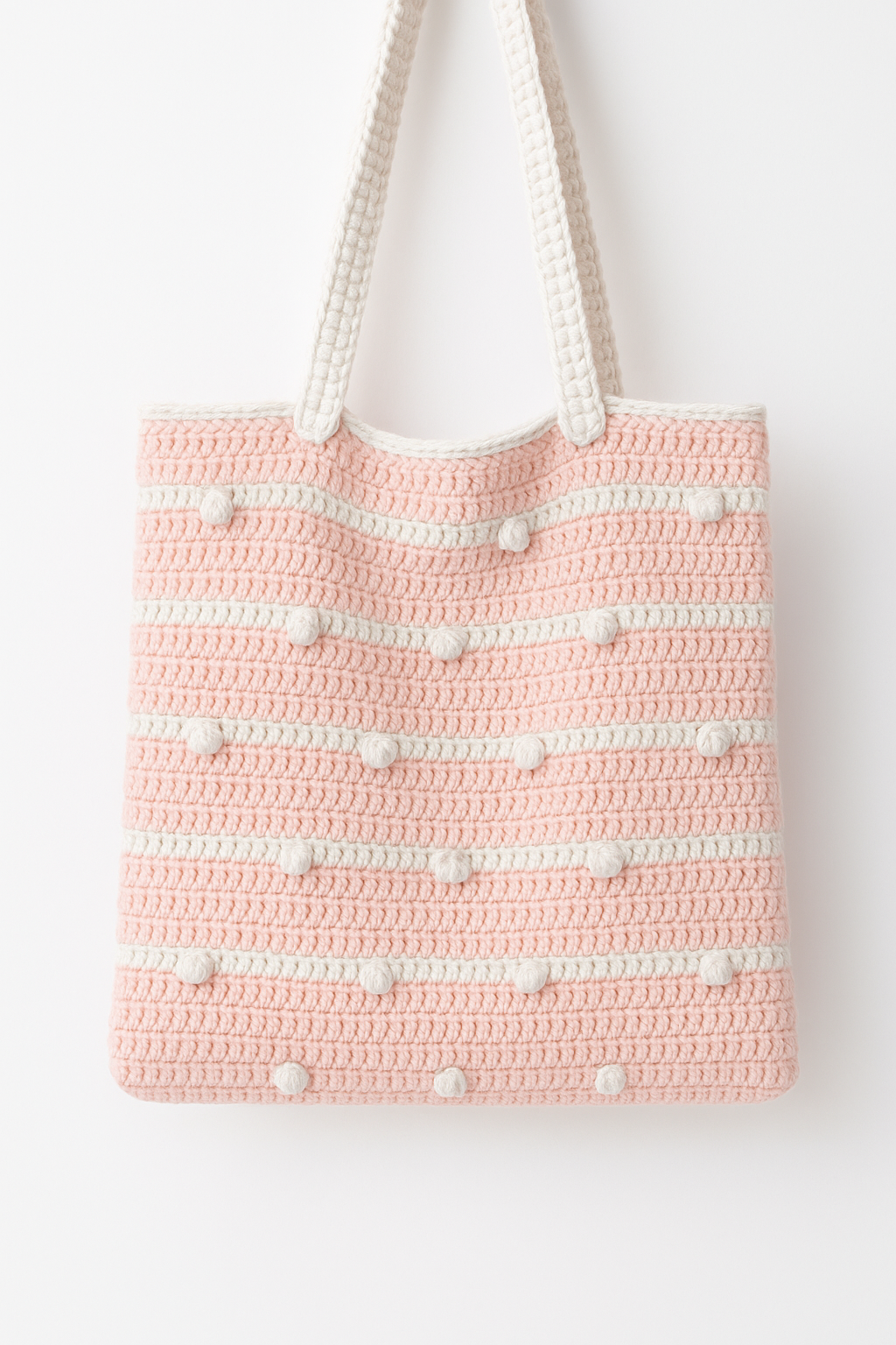Dotty Days Tote Bag - Crochet Tote in Blush Pink - Made with love by Mai Stitches