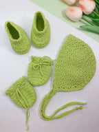 Little Sprout Set - Soft Green Crochet Baby Beanie - Made with Love by Mai Stitches 